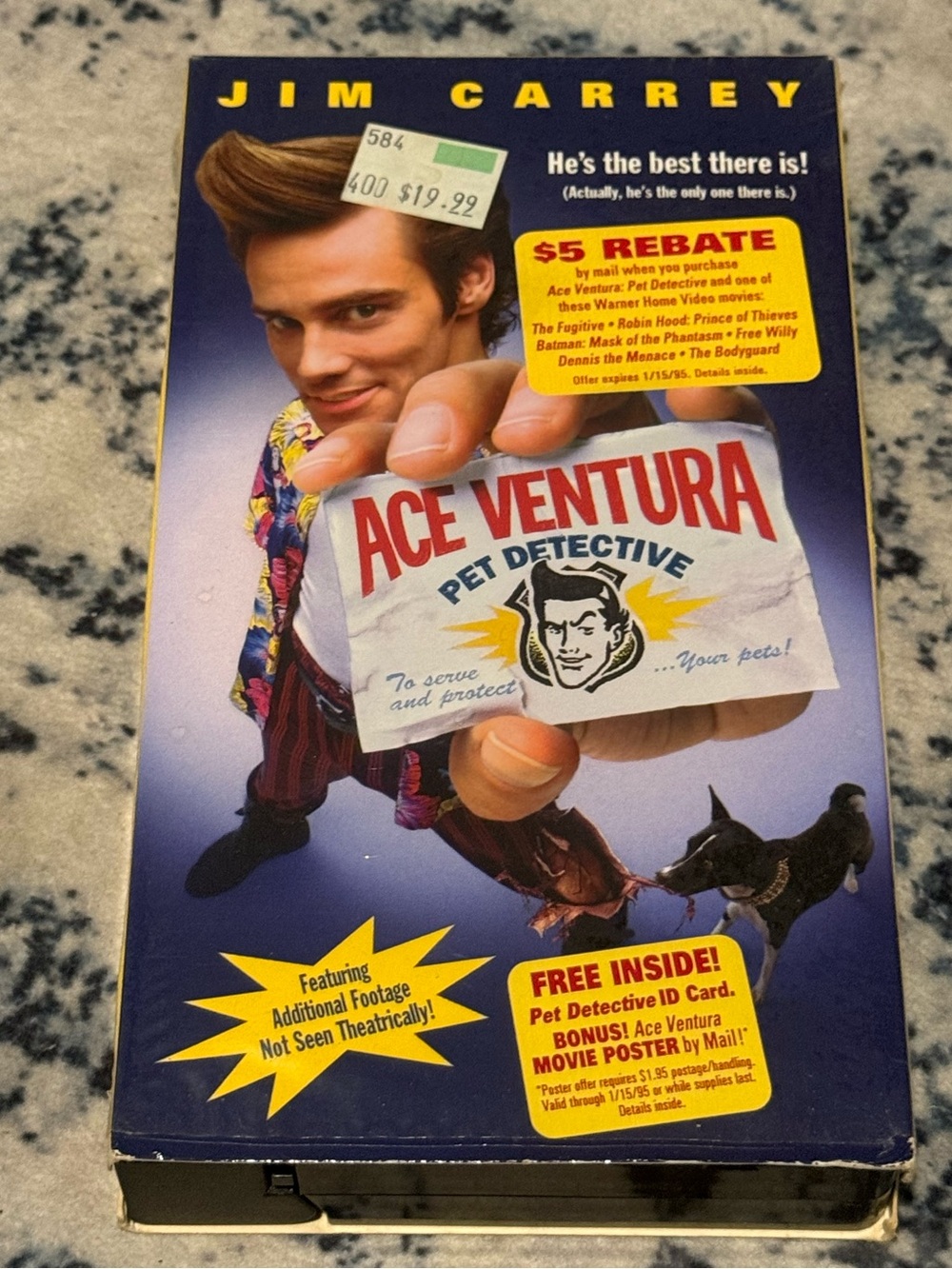 Ace Ventura: Pet Detective VHS 1994 Jim Carrey Warner Home Video